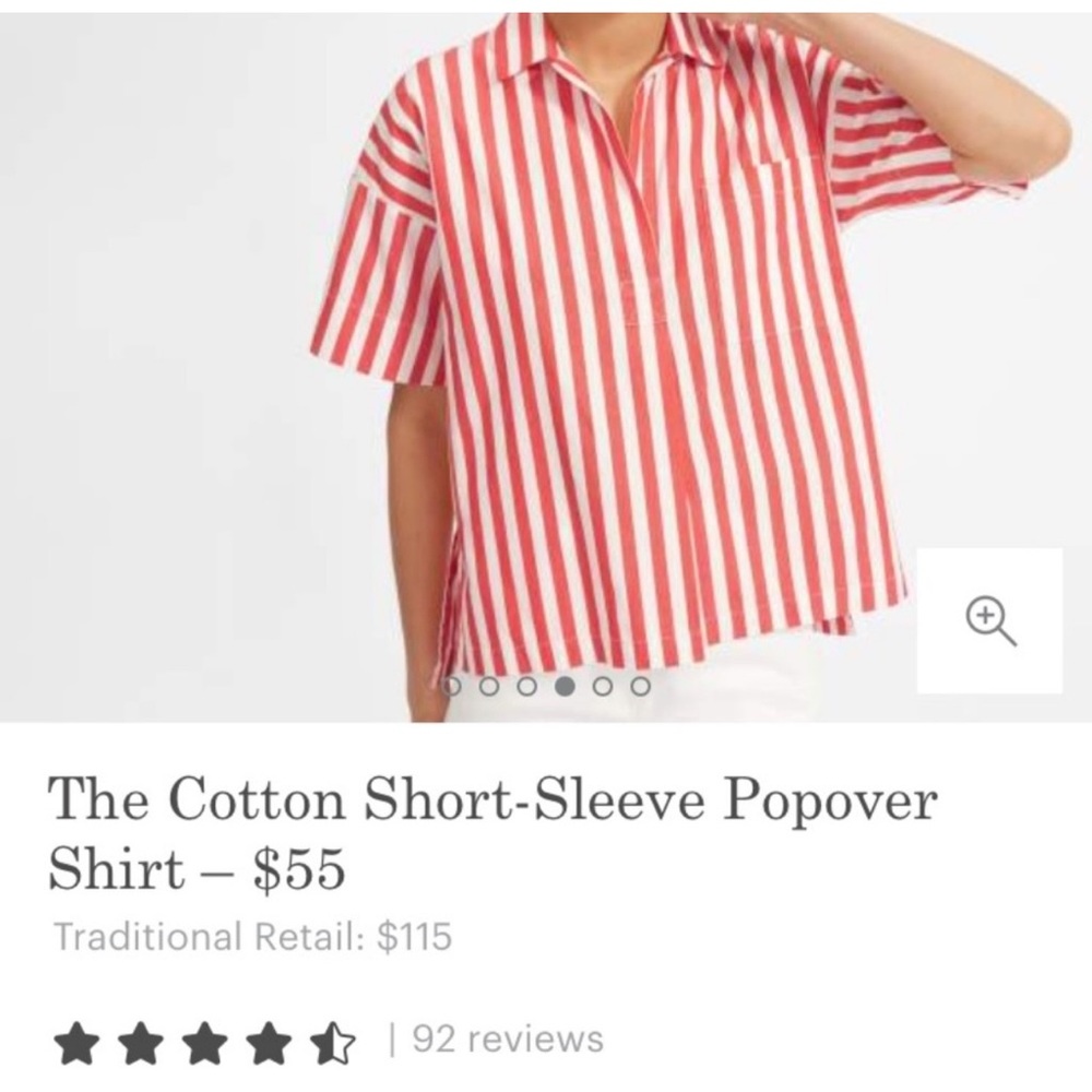 EVERLANE The Cotton Short-Sleeve Popover